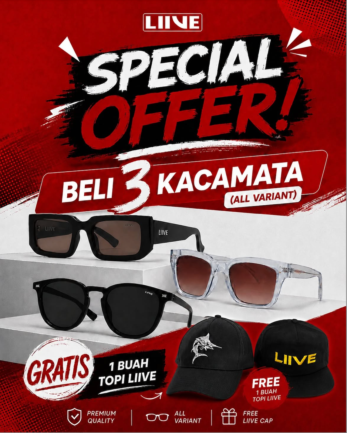 BUY 3 SUNNIES GET LIIVE HAT